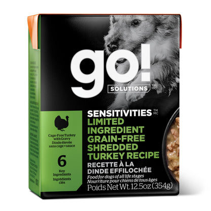 GO! SOLUTIONS Sensitivities Limited Ingredient Wet Dog Food – Shredded Turkey, 12.5 oz